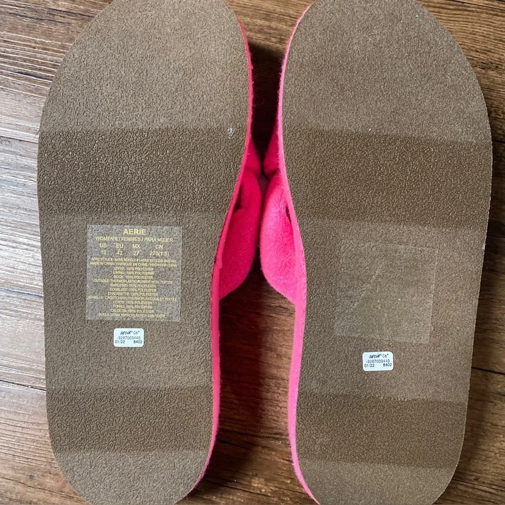 aerie Bright Pink Knotted Terry Platform Slides 10